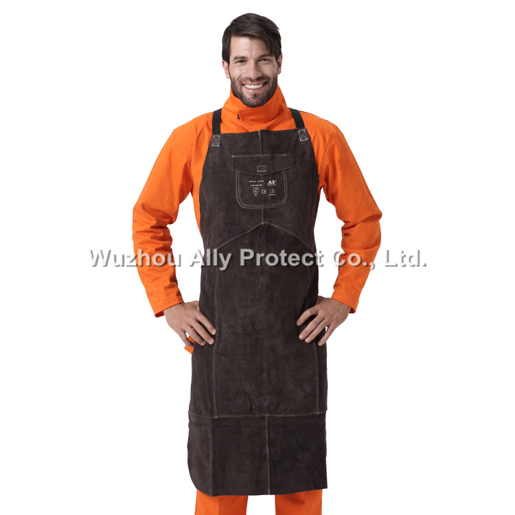 AP-6100 Charcoal-brown Leather Full Bib Apron