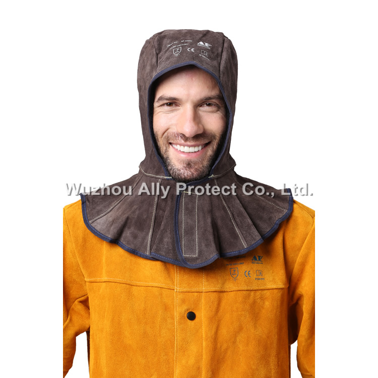 AP-3000C Charcoal-brown Cowhide Leather Full Protective Hood